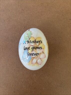 The Egg Lady Porcelain Stoneware Oval Egg - "A Mother's love grows forever"
